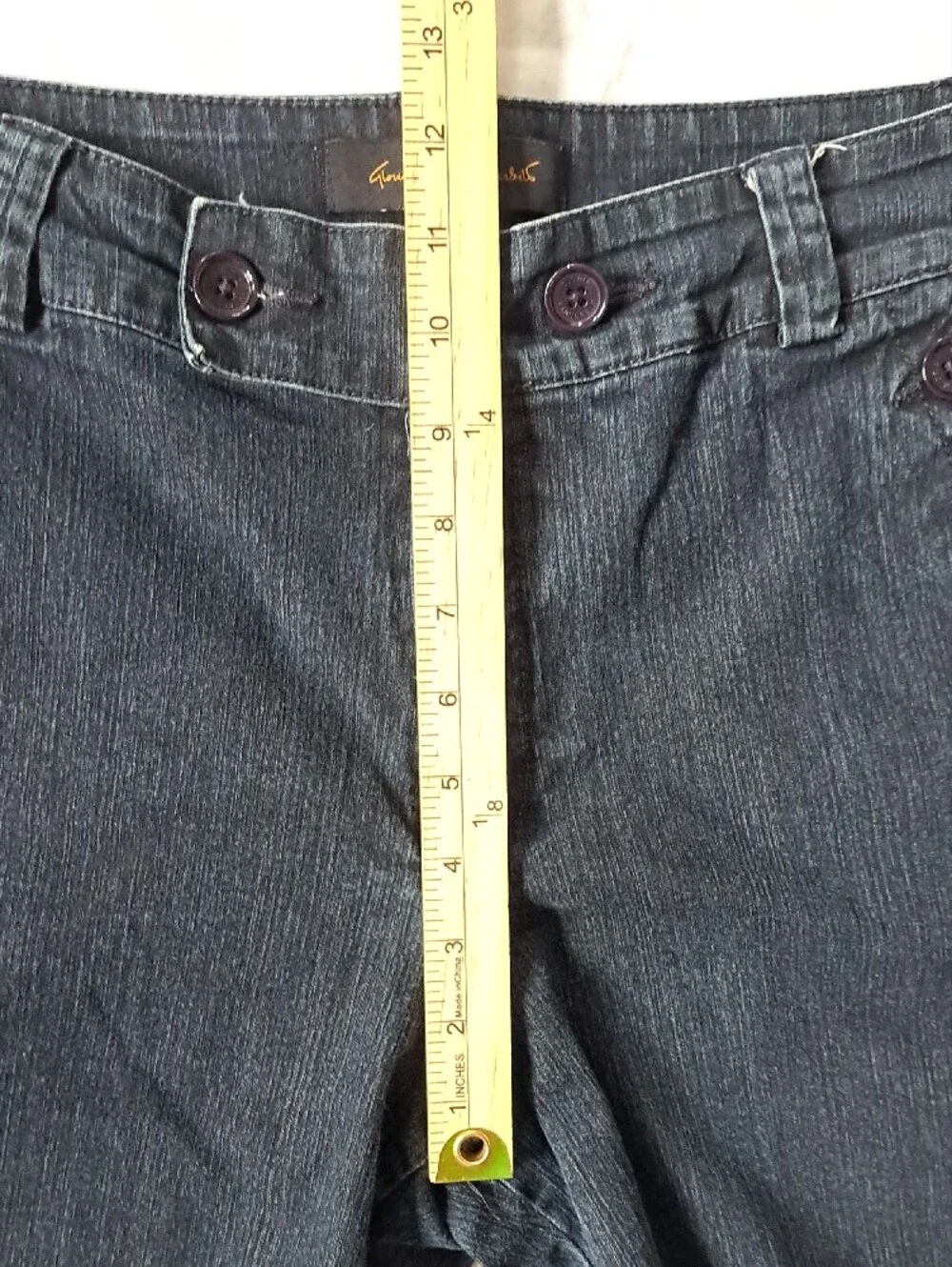 Indigo Dark Wash Button-Accent Denim Bermuda Shorts Chic Preppy Utility Size 12
